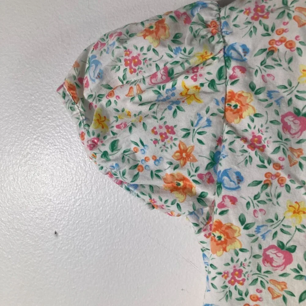 Girls Ralph Lauren Floral Button Front Peplum Top 5 Tie‎ Back Cotton